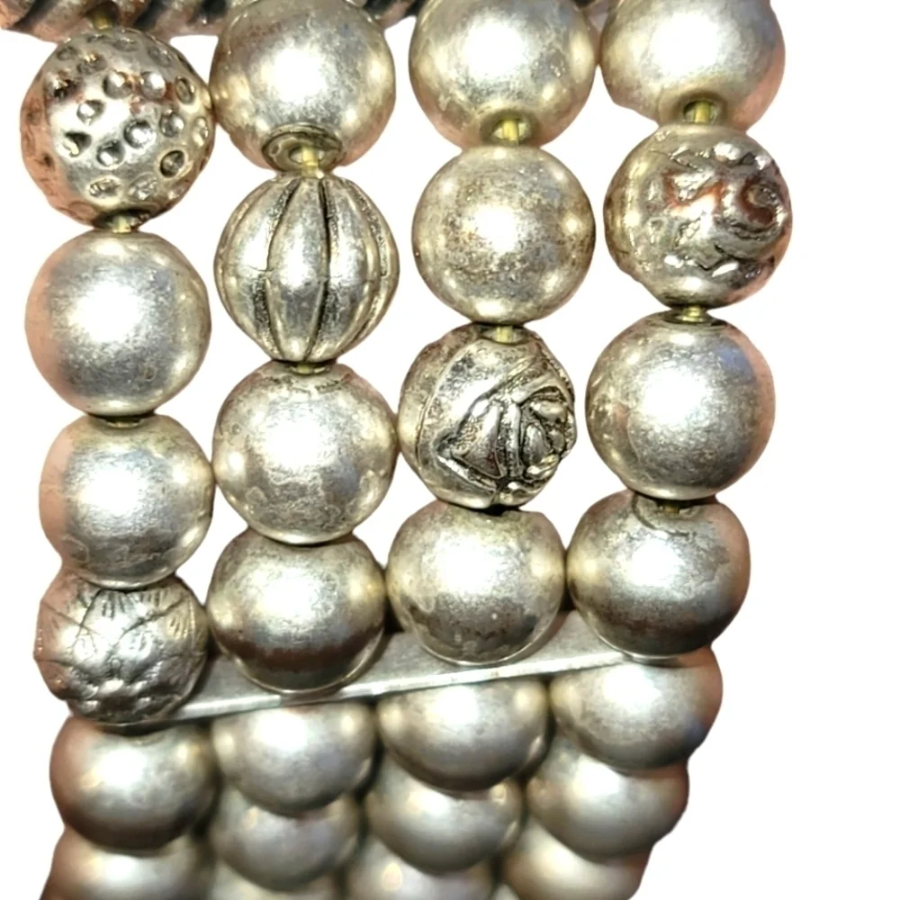 Cross Beaded Pearl Bracelet with Elastic Bands